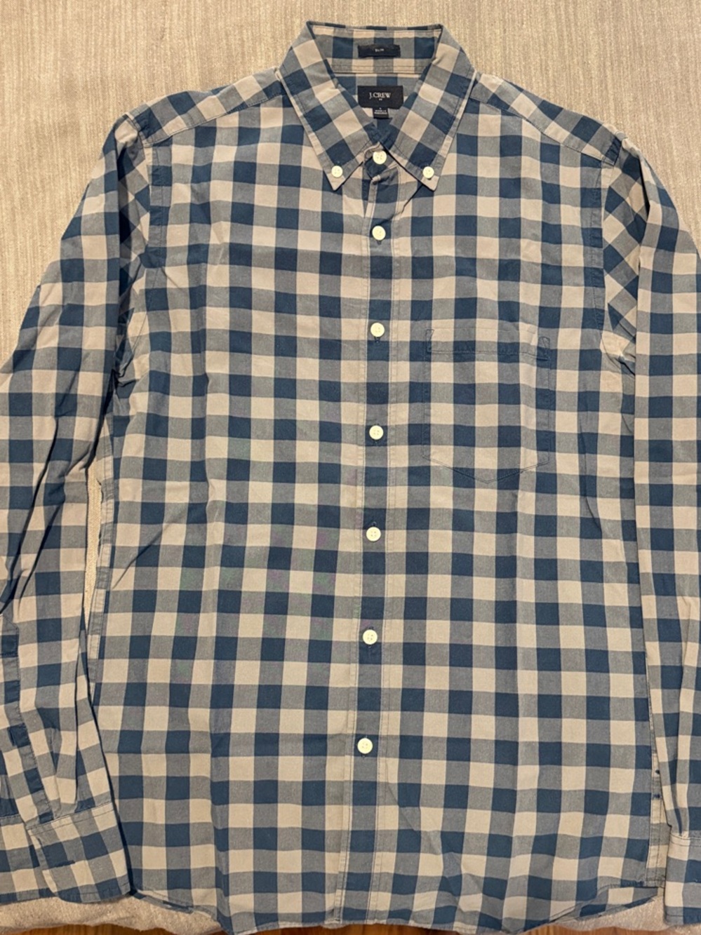 J. Crew Men's Blue & White Check Button-Down Shirt
